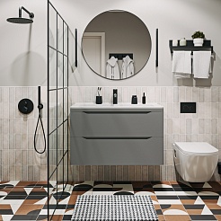 Vivon Тумба с раковиной Shelly 90 подвесная серая матовая – фотография-11